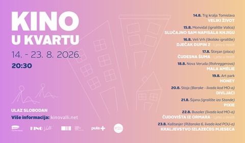 KINO U KVARTU – i ovog ljeta kino stiže u vaše susjedstvo!